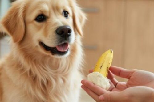 dog eating banana safely small breed healthy snack