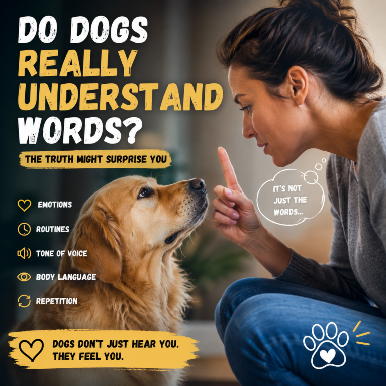 Woman talking to a golden retriever while the dog carefully watches her and reacts to human emotions and tone of voice