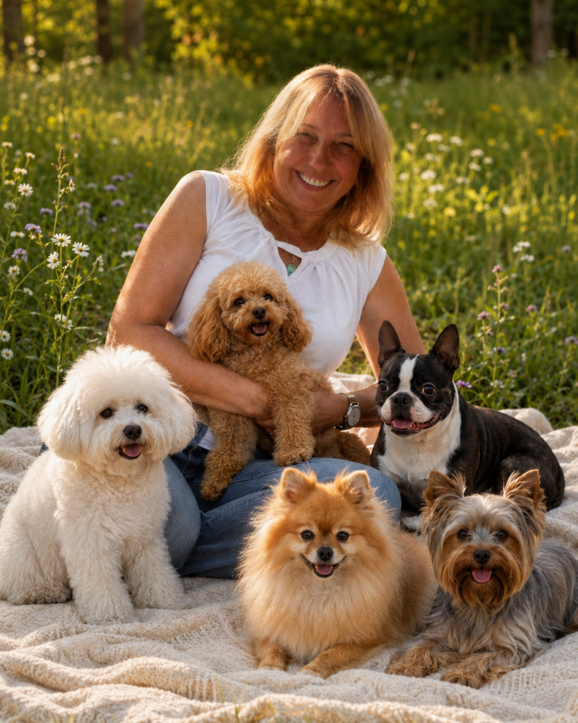 Nataša Miranović, founder of Dogs Energies, with small dogs